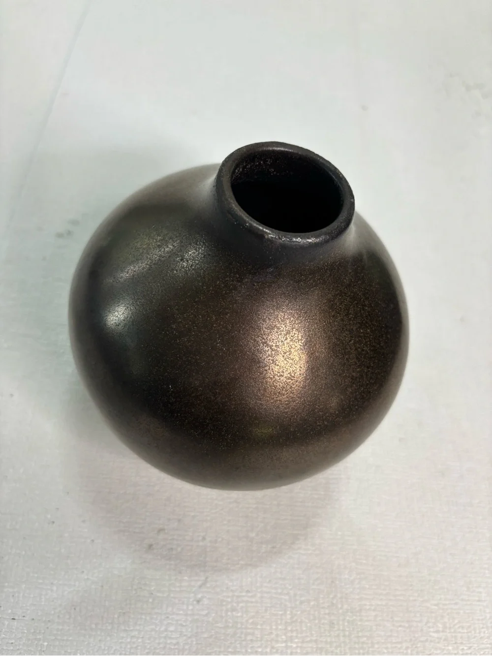 Crate&Barrel Matte Dark Brown Round Accent Vase